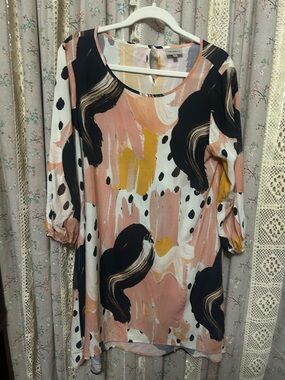 The Odells Abstract Print Shift Dress Boho Artsy Medium